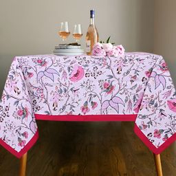 Texstylers Pink Floral Anti-Skid Cotton 8-Seater Table Cover-picture-51