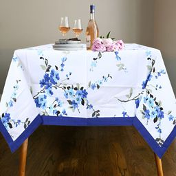 Texstylers Blue Floral Anti-Skid Cotton 8-Seater Table Cover-picture-16