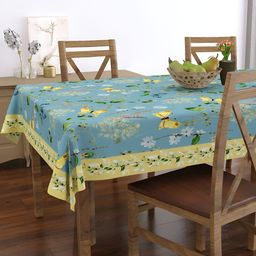 EverHOME Blue Floral Anti-Skid Rectangle Cotton 4-Seater Table Cover-image-27