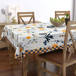 EverHOME Blue Floral Anti-Skid Rectangle Cotton 4-Seater Table Cover-image-25