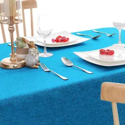 CASA-NEST Turquoise Blue Jute 4 Seater Table Cover-15