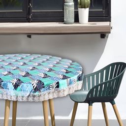 Stylista Green & White Floral Waterproof Round 2-Seater Table Cover-image-79