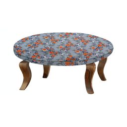 Stylista Blue & Orange Floral Printed Waterproof Round Elasticated 2 Seater Table Cover-image-30