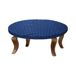 Stylista Blue & Black Checked Waterproof Elastic Round 2 Seater Table Cover-image-74