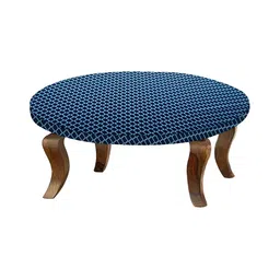 Stylista Navy Blue & Blue Checked Printed Waterproof Round 2 Seater Table Cover-image-50
