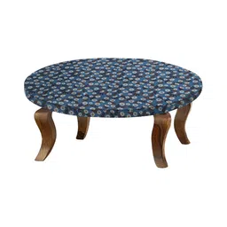 Stylista Blueish Grey & White Floral Printed Waterproof Elastic Round 2 Seater Table Cover-image-99
