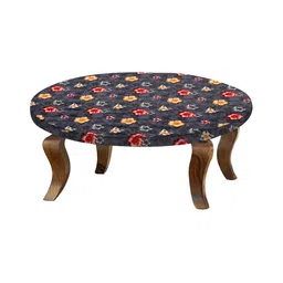 Stylista Grey & Red Floral Printed Waterproof Elastic Round 2 Seater Table Cover-35