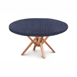 Stylista Blue & White Floral Printed Waterproof Round Elasticated 4 Seater Table Cover-image-57