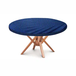Stylista Blue & Black Checked Waterproof Round 4 Seater Table Cover-25