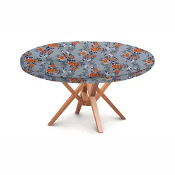 Stylista Grey & Red Waterproof Round Floral Printed 4 Seater Table Cover-14