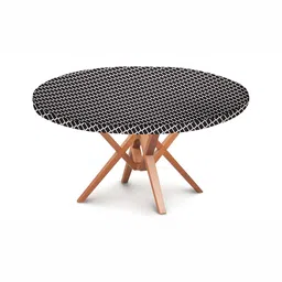 Stylista Black & White Checked Printed Waterproof Round Elasticated 4 Seater Table Cover-4