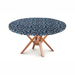 Stylista Grey & Blue Floral Printed Waterproof Round Elasticated 4 Seater Table Cover-image-83