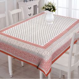 Texstylers Brown Floral Anti-Slip Cotton 6-Seater Table Cover-12