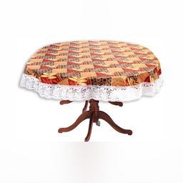 Stylista Beige & White Floral Printed 1.37 m x 1.98 m Waterproof Oval  Table Cover-20