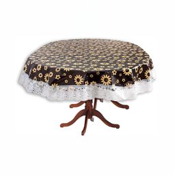 Stylista Yellow & White Floral Printed 1.37 m x 1.98 m Waterproof Oval Table Cover-image-61
