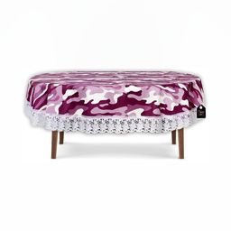 Stylista Purple & White Printed Oval 12-Seater Table Cover-image-49