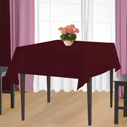 HOME COLORS.IN Maroon Cotton 2-Seater Table Cover-image-6