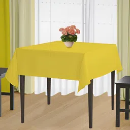 HOME COLORS.IN Yellow Cotton 2-Seater Table Cover-5