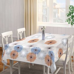 Arrabi Beige & Blue Graphic Printed 6-Seater Table Cover-58