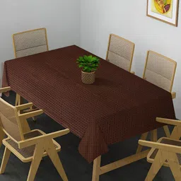 Arrabi Brown Polka-dot Textured Rectangle 8-Seater Table Cover-7