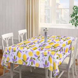 Arrabi Purple & Yellow Floral Printed 8-Seater Table Cover-24