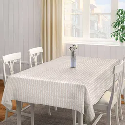 Arrabi Brown Zig Zag Printed 8-Seater Table Cover-26