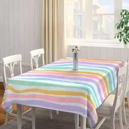 Arrabi Blue & Pink Striped 8-Seater Table Cover-0