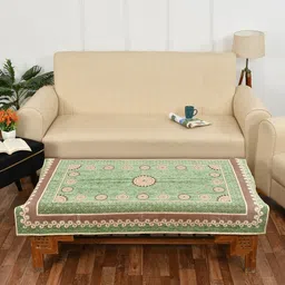 MULTITEX Green & Brown Cotton Printed 4 Seater Rectangle Table Cover-4