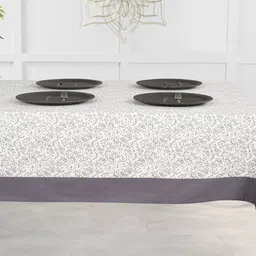 SHADES of LIFE Grey & White Printed Rectangle Cotton Table Cover-7