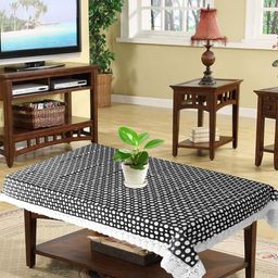 Kuber Industries Black & White Polka Dots Printed Waterproof Table Cover-44