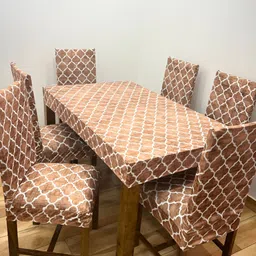 ohello 6Pcs Printed Elasticated Fitted Chair Covers With Table Cover-image-5