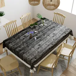 Aura Black & Grey Printed Waterproof Plastic 6-Seater Table Cover-24