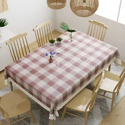Aura Beige & Brown Geometric Printed Waterproof 6-Seater Table Cover-4