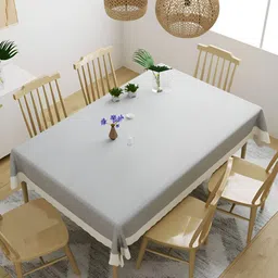 Aura Grey Waterproof 6-Seater Table Cover with Textured details-6