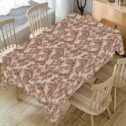 AEROHAVEN Brown & Gold Ethnic Motifs Printed 4 Seater Cotton Table Cover-38