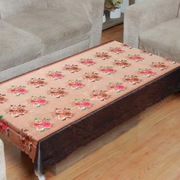 Bajo's Peach-Coloured Floral Velvet Rectangle 4-Seater Table Cover-picture-34