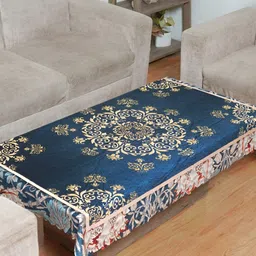 Bajo's Blue & Beige Ethnic Motifs Printed Velvet Table Cover-25