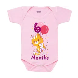 KNITROOT Infants Kids White Printed Cotton Bodysuit-17