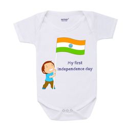 KNITROOT Kids White My First Independence Day Rompers-image-85