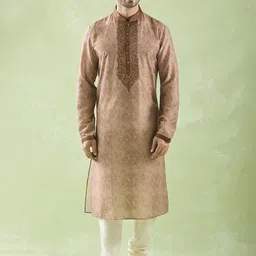 Arihant Rai Sinha Men Ethnic Motifs Yoke Design Regular Thread Work Kurta with Churidar-picture-13
