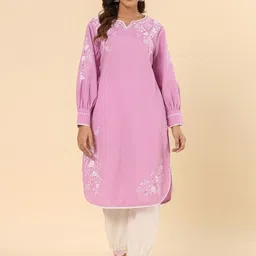 SAVI Cotton Embroidered Kurta With & Trousers Set-picture-38