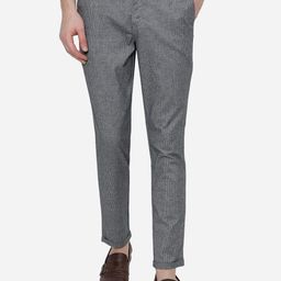 Greenfibre Men Blue Textured Slim Fit Trousers-image-23
