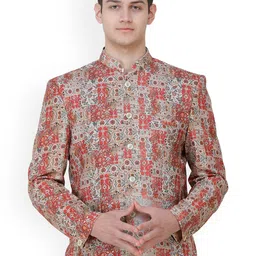 Exotic India Tandori-Spice Printed Bandhgala Blazer-image-8