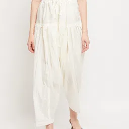 Clora Creation Women Cream-Coloured Solid Pure Cotton Salwar-2