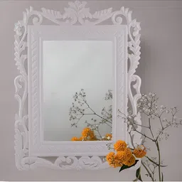 VAS collection home White Textured Wooden Wall Mirror-image-93