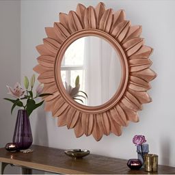VAS collection home Brown Textured Wooden Wall Mirror-picture-30