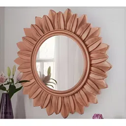 VAS collection home Brown Textured Wooden Wall Mirror-picture-29