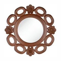 VAS collection home Brown Textured Wooden Wall Mirror-25