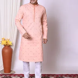 BAESD Men Embroidered Regular Sequinned Pure Cotton Kurta with Pyjamas-picture-10