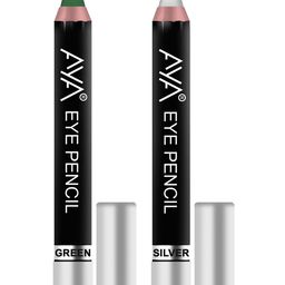 AYA Set of 2 Eye Liner Kajal Pencils in Green and Silver-30
